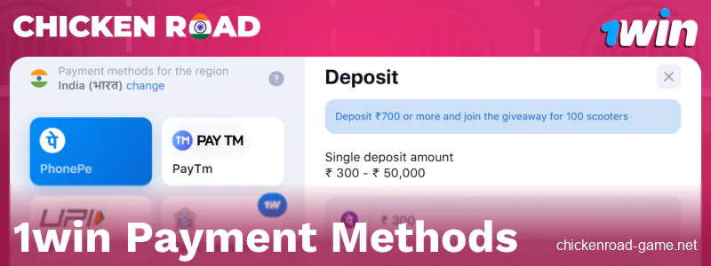 Top Up Balance in 1win Chicken Road India